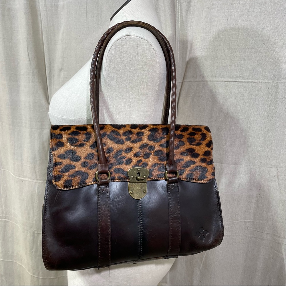 Patricia Nash Brown and Leopard Print Satchel